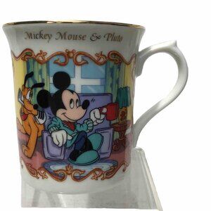 Disney Mickey Mouse Pluto Animated Coffee Mug Tea Cup Lenox Porcelain Vtg 90s